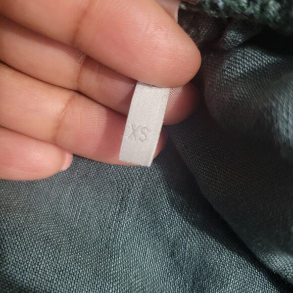 Young Fabulous Broke Cove Pant Green YFB Front Slits Crop Flare Washed Linen XS - Picture 14 of 14